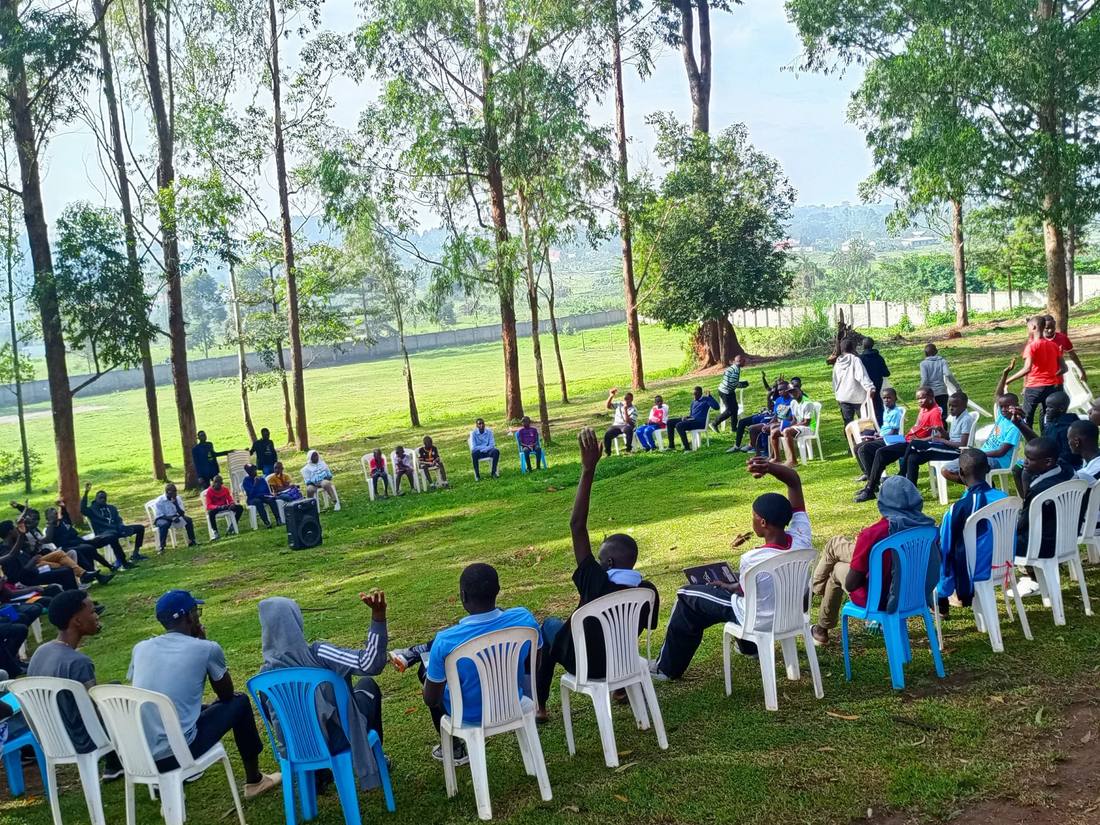 Boys to Men camp session outdoors
